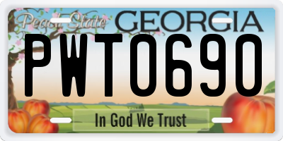GA license plate PWT0690