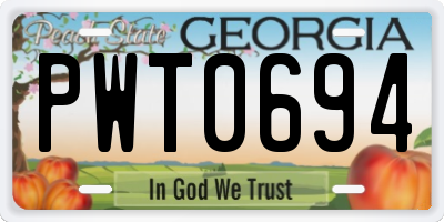 GA license plate PWT0694