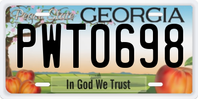 GA license plate PWT0698