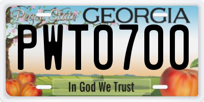 GA license plate PWT0700