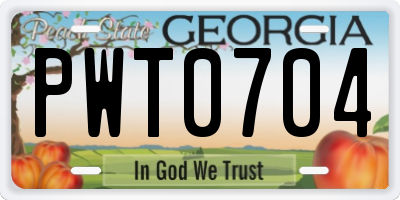 GA license plate PWT0704