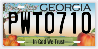 GA license plate PWT0710