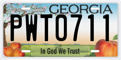 GA license plate PWT0711