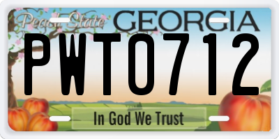 GA license plate PWT0712