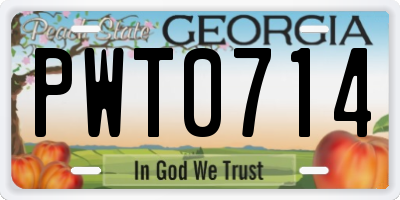 GA license plate PWT0714