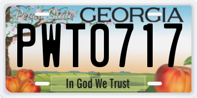 GA license plate PWT0717
