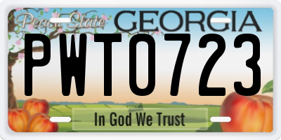 GA license plate PWT0723