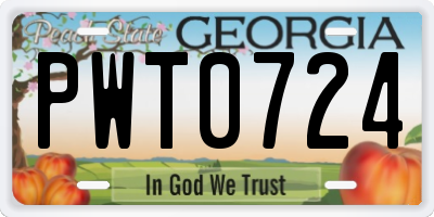 GA license plate PWT0724