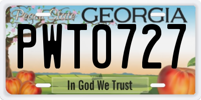 GA license plate PWT0727