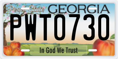 GA license plate PWT0730