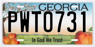 GA license plate PWT0731