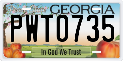 GA license plate PWT0735