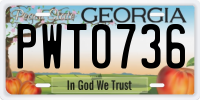 GA license plate PWT0736