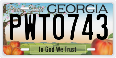 GA license plate PWT0743