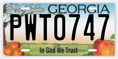 GA license plate PWT0747