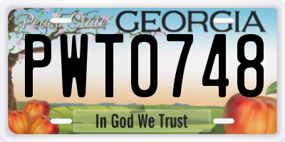 GA license plate PWT0748
