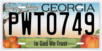 GA license plate PWT0749