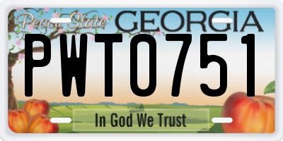 GA license plate PWT0751