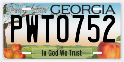 GA license plate PWT0752
