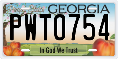 GA license plate PWT0754