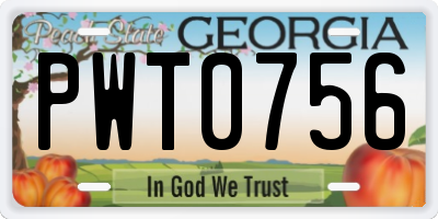 GA license plate PWT0756