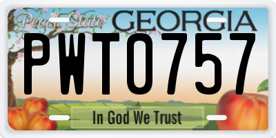 GA license plate PWT0757