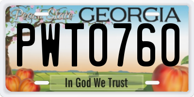 GA license plate PWT0760
