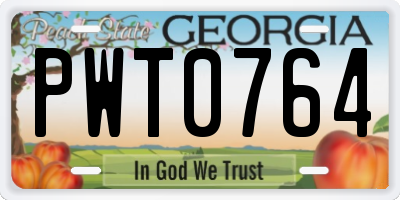 GA license plate PWT0764