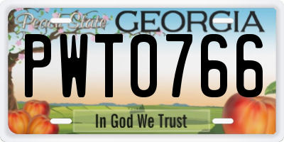 GA license plate PWT0766