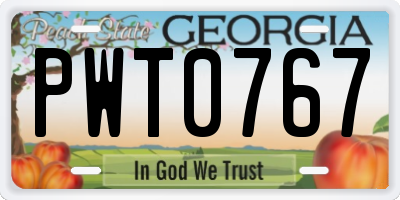 GA license plate PWT0767
