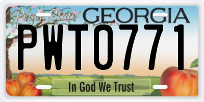 GA license plate PWT0771