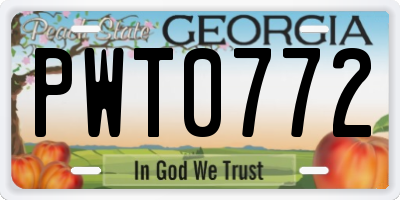 GA license plate PWT0772