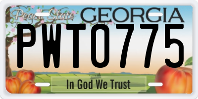 GA license plate PWT0775