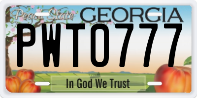 GA license plate PWT0777