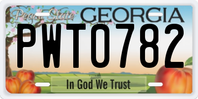 GA license plate PWT0782