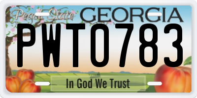 GA license plate PWT0783