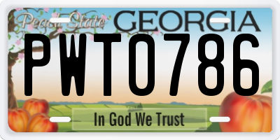 GA license plate PWT0786
