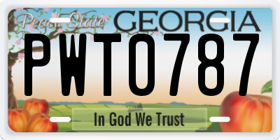 GA license plate PWT0787