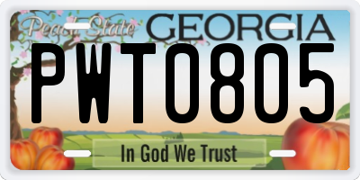 GA license plate PWT0805