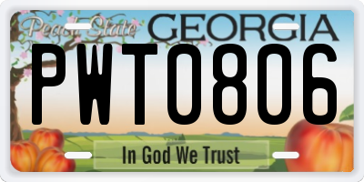 GA license plate PWT0806