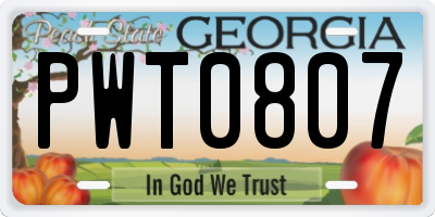 GA license plate PWT0807
