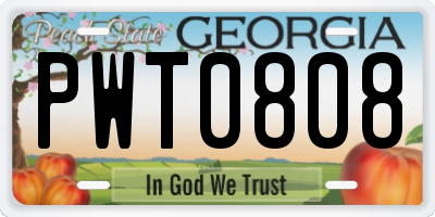 GA license plate PWT0808