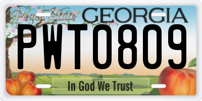 GA license plate PWT0809