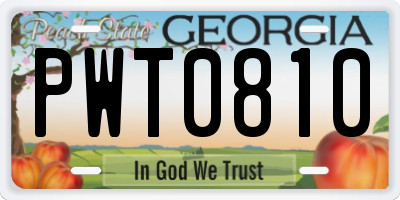 GA license plate PWT0810