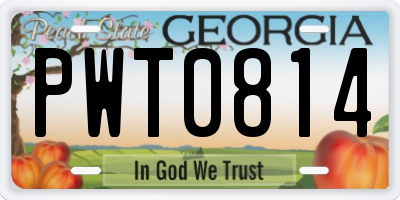 GA license plate PWT0814