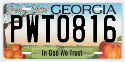 GA license plate PWT0816