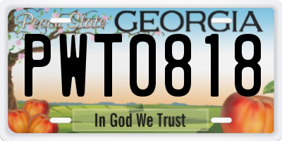 GA license plate PWT0818