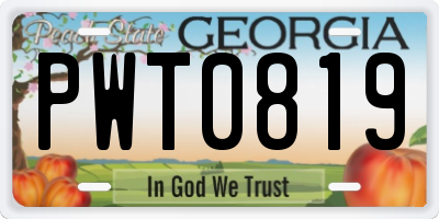 GA license plate PWT0819