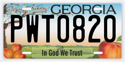 GA license plate PWT0820