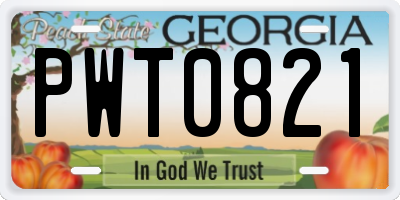 GA license plate PWT0821